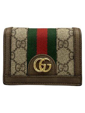 Gucci Bifold Wallet Ophidia Beige Ebony Dark Brown Leather